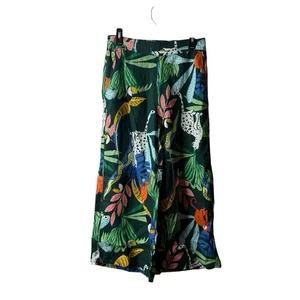 Christian Siriano Green Jungle Tropical Wide Leg Pull On Pants Medium NWOT - Picture 1 of 5