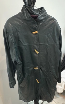 Green Leather Jacket Fully Lined Size Medium  - Image 1 of 4