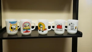 5 ANCHOR HOCKING SNOOPY PRESIDENT MILK GLASS MUGS & MORE - Picture 1 of 8