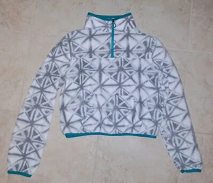 Girls SO 1/4 Zip Geometric Pattern White/Gray Fleece Pullover Size Large (10-12) - Picture 1 of 3
