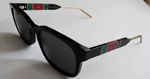 Schlanke Gucci Sonnenbrille schwarz grün rot gold GG0602S 001 55 - 19 - 145 mm - Bild 1 von 21