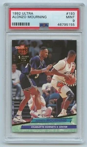 1992 Ultra #193 Alonzo Mourning Rookie PSA 9 MINT Hall of Fame Charlotte Hornets - Picture 1 of 2