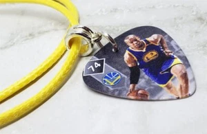 NBA Golden State Warriors David West Guitar Pick Necklace on Rolled Yellow Cord - Picture 1 of 2