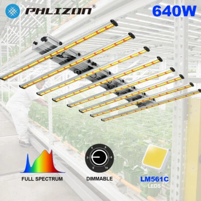 Phlizon PH-B8 6000 640W Luce LED per Coltivazione 8Bar Spettro Completo Coltivazione Indoor