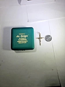 Gioielleia Fine Pendant Crucifix Y/WGold 18Kt 750 Polished Unisex ORIGINAL Box - Picture 1 of 5
