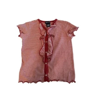 Vintage Ralph Lauren Girls Size 6 Red & White Striped Button-Up Top - Picture 1 of 5