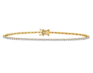 1 cttw Round Diamond Tennis Bracelet 14k Yellow Gold - Picture 1 of 6