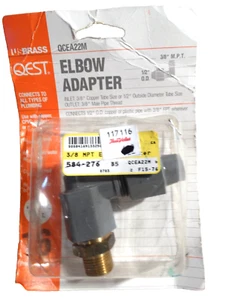 Elbow Adapter 1/2" OD to 3/8" MPT Qest MPN QCEA22M - Picture 1 of 2