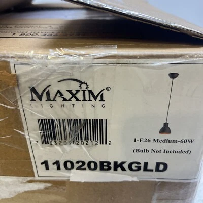 Maxim Lighting Cora 1-Light Pendant, 7" Black/Gold - 11020BKGLD, 7' Black/Gold - Image 1 of 2