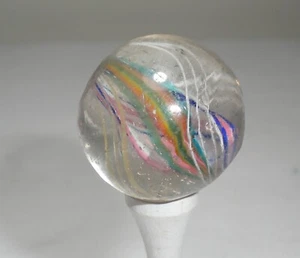 Antique Swirl Multicolor Marble 15/16" Green Yellow Orange & Blue Pink White - Picture 1 of 5