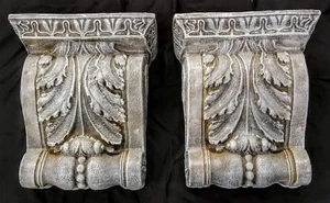 Vintage PAIR Shelf Acanthus leaf Wall Corbel Sconce Bracket Home Decor - Picture 1 of 6