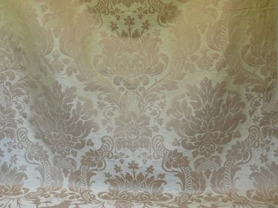 BY YD SCHUMACHER "JULIA" ITALY SILK LAMPAS RENAISSANCE BABY GREEN &GRIEGE - Image 1 of 4