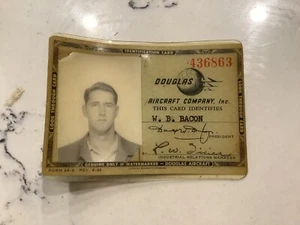 Vintage Rare Douglas Aircraft Company 1956 Employee ID Badge - Picture 1 of 5