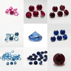 0.8mm~2.0mm Round Shape Lab Creat Red Ruby Blue Sapphire For Ring Earrings - Picture 1 of 17