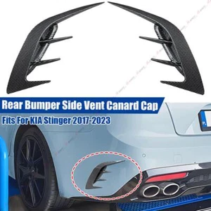 Rear Bumper Side Vent Canard Cover Carbon Fiber Look For KIA Stinger GT 2017-23 - Picture 1 of 8