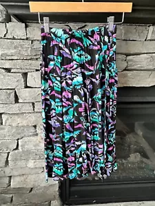 Falda Vintage Talla Pequeña Midi Acampanada Completa Pez Piraña Diseño Coral Negro Azul - Imagen 1 de 9