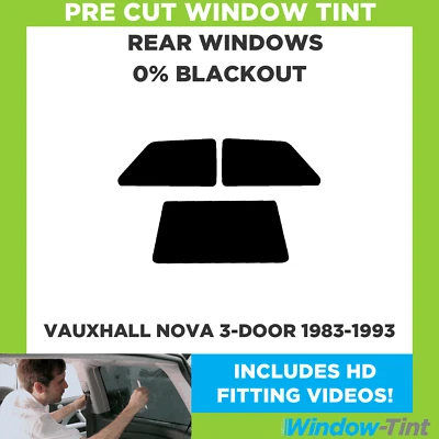 For Vauxhall Nova 3-Door 1983-1993 Pre Cut Window Tint Rear 0% Blackout Film - Image 1 of 4