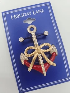 Charter Club goldfarbene patriotische Ankernadel Memorial Day - Bild 1 von 2