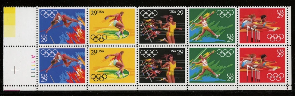 US 2557a (2553-57), 1991 29c OLYMPICS, LL PBOF10, MNH (US2181) - Image 1 of 1