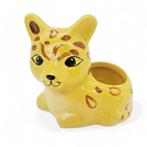 Übertopf Topf Vase Keramik Tier Jaguar Katze Kätzchen Eichelhäher gelb Sukkulente 3D Pflanzen - Bild 1 von 20