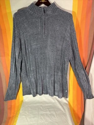 Michael Brandon Mens Mock Neck Long Sleeve Zip Gray Ribbed Sweater Size XL - Image 1 of 4
