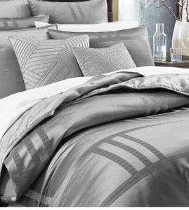 3 PC SET~Hotel Collection Structure KING Duvet Cover & Pillowshams Charcoal NWOT - Picture 1 of 8