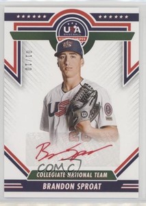 2022 Panini USA Baseball Stars & Stripes Red Ink /10 Brandon Sproat Auto