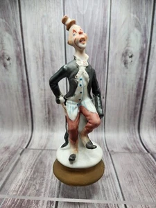 Vintage 6" Ceramic Sleepy Hobo Circus Clown Hand Painted Figurine on Stand - Picture 1 of 9