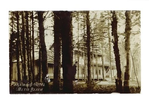 Parkwood Hotel Metis Beach Exterior del hotel en el bosque detrás tr- Foto antigua - Imagen 1 de 1