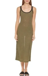 DKNY Double Strap Cover Up Midi Dress Size M Moss Green New Lightweight - Picture 1 of 4