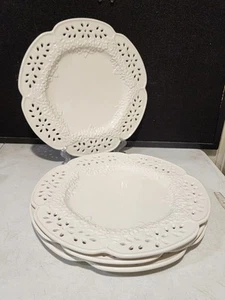 SET OF 4- 13" Made in Portugal Reticulated Floral Garland Plate Chargers - Picture 1 of 8