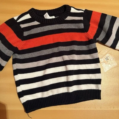 Suéter First Impressions Bebé Niñas 18 Meses Negro Blanco Rojo Rayas Cálido Foto 1 de 4