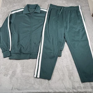 Maison Article Traje de Pista Para Hombres XL Verde Blanco Dos Piezas Chaqueta Pantalones Conjunto Rayas - Imagen 1 de 8
