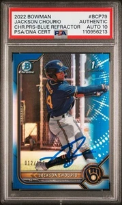 2022 Bowman Chrome Jackson Chourio /150 Blue Refractor GEM MINT PSA 10 Auto #79 - Picture 1 of 2