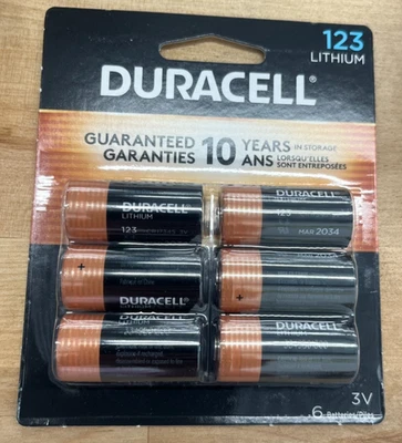 Batería de litio Duracell 3V de alto rendimiento, paquete de 123, 6 Foto 1 de 3