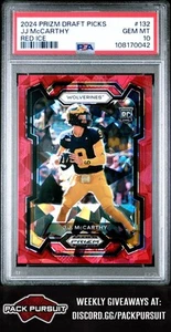 Selecciones del draft de Panini Prizm 2024 #132 J.J. McCarthy Red Ice novato PSA 10 - Imagen 1 de 2
