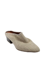 Aquatalia Womens Beige Woven Textured Heels Pointed Toe Mules Shoes Size 6.5 - Picture 1 of 5