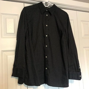 Lauren Ralph Lauren Damen schwarz-weiß gepunktetes Button-Down-Hemd Größe 1X - Bild 1 von 7