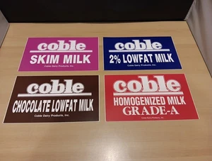 4 Vintage Coble Dairy Products Milk Decals Stickers 5" By 8½" Skim Chocolate Etc - Picture 1 of 11