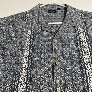 Sideout XL Hawaiian Camp Shirt Button Up Blue White Pattern Short Sleeve Casual - Picture 1 of 6