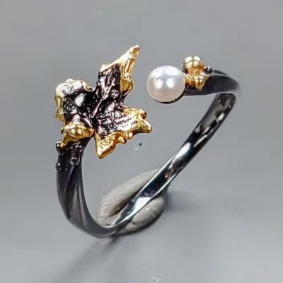 Anillo Vintage Anillo Perla Natural Plata de Ley 925 Talla 7/R435959 Foto 1 de 4