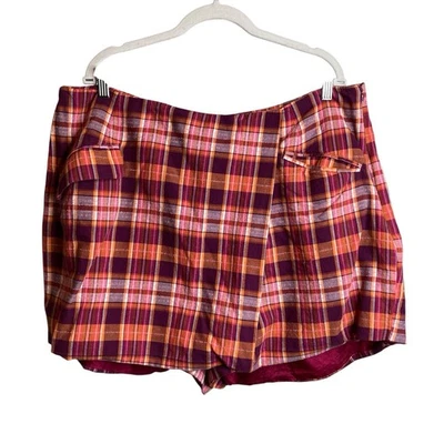 Pantalones Cortos Para Mujer Maeve Anthropologie Borgoña Naranja A Cuadros Talla 20W Preppy Foto 1 de 4