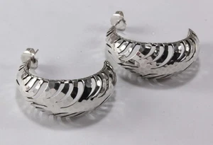 JOHN HARDY PALU MACAN TIGER STRIPED 925 STERLING SILVER HOOP X-LARGE EARRINGS - Picture 1 of 7
