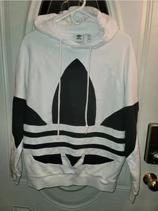 Adidas Originals Mens Trefoil Big Logo Fleece Pullover Hoodie Hooded Sweatshirt - Picture 1 of 9