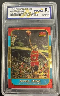 1996-97 Fleer Michael Jordan 10th Anniversary Polychrome Gold RC WCG 10 Gem Mint - Image 1 of 2