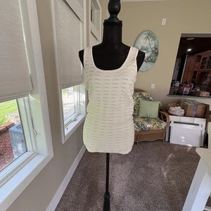 Heart N Crush geformtes großes kurzes Damenkleid oder langes Oberteil elfenbeinfarben Razorback neu mit Etikett - Bild 1 von 9