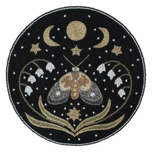 Witch Spells Moth Black Beaded Placemat Centerpiece - Halloween - NEW! - Picture 1 of 2