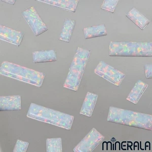 WHITE SYNTHETIC LAB CREATED OPAL BAGUETTE CABOCHON 4x8mm 5x10mm 5x15mm WP0027D - Picture 1 of 3