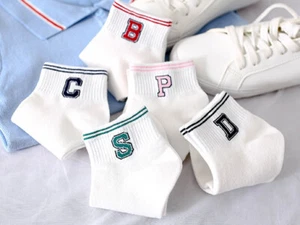 Women and Men Low Cut Socks Ankle Crew socks Letter Socks everyday Socks 5 Pairs - Picture 1 of 2