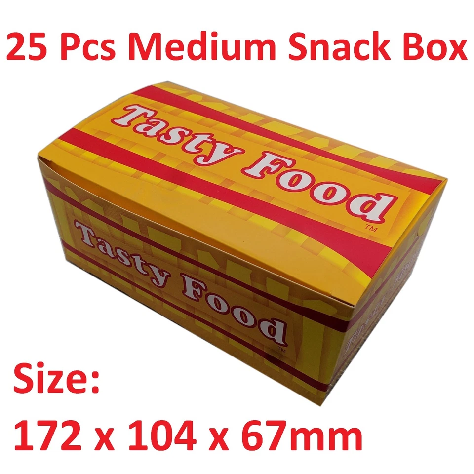 25 x Medium Snack Box Chips Chicken Kebab Fish Food Paper Cardboard Takeaway Box - image 1 of 1